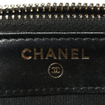 Goatskin Enamel Quilted Small Clutch With Chain Black