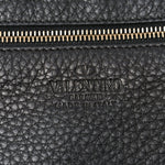 Pebbled Calfskin Medium Rockstud Tote Black