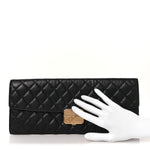 Metallic Aged Calfskin Quilted Paris Hamburg Clutch Black