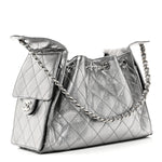 Metallic Caviar Quilted Small Chanel 25 Handbag Anthracite