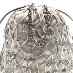 Satin Crystal Net Chain Bag Silver