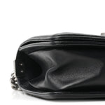 Calfskin Perforated Chevron Quilted Small Boy Flap Black