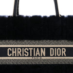 Shearling Cannage Medium Book Tote Deep Blue Natural