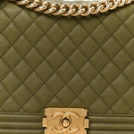 Caviar Quilted New Medium Boy Flap Khaki