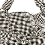 Satin Crystal Embellished Bonny Shoulder Bag Silver