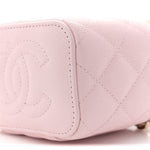 Caviar Quilted Mini Vanity Case With Chain Light Pink