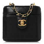 Lambskin Quilted Vanity Clutch With Chain Black