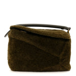 Shearling Small Puzzle Edge Bag Dark Khaki
