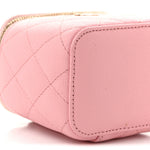 Caviar Quilted Mini Vanity Case With Chain Pink