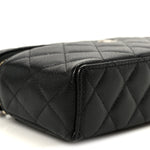 Caviar Quilted Top Handle Slim Vanity With Chain Black