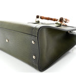 Textured Dollar Calfskin Web Small Diana Tote Bag Green Ombre
