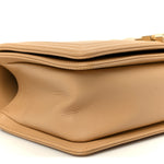 Lambskin Chevron Quilted Medium Boy Flap Beige