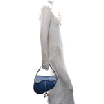 Calfskin Gradient Saddle Bag Indigo Blue