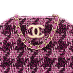Tweed Quilted Mini Clutch With Chain Purple