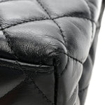 Shiny Aged Calfskin Quilted Nano Kelly Shopper Black