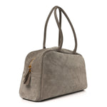 Suede Calfskin Quilted Large Perfect Bowling Bag Grey