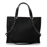 Calfskin CC Zipped Shopping Tote Black