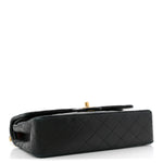 Lambskin Quilted Medium Double Flap Black