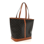Triomphe Canvas Calfskin Medium Cabas Bag Tan