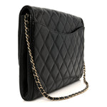 Lambskin Quilted Clutch With Chain Flap Black