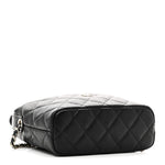 Caviar Quilted Hobo Clutch With Chain Black