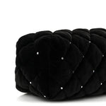 Velvet Diamanté Quilted Wristlet Clutch Black