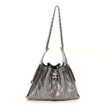 Metallic Caviar Quilted Small Chanel 25 Handbag Silver