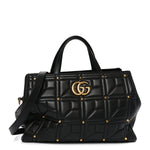 Calfskin Matelasse Studded Medium GG Marmont Tote Black