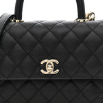Caviar Quilted Mini Coco Handle Flap Black