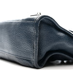 Chevre Silver Metallic Edge Hardware Mini City Bleu de Minuit