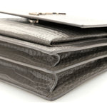 Calfskin Crocodile Embossed Medium Monogram Sunset Fog
