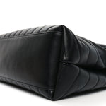 Calfskin Y Quilted Monogram Medium Loulou Chain Satchel Black