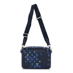 Monogram Ink Watercolor Trio Messenger Bag Blue