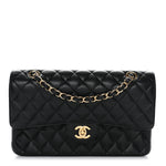 Caviar Quilted Medium Double Flap Black