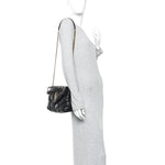 Lambskin Quilted Small Loulou Puffer Monogram Chain Satchel Black