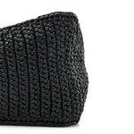Yarn Raffia Effect Crochet Triangle Shoulder Bag Black