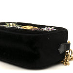 Velvet Matelasse Crystal Star Embroidered Small GG Marmont Chain Shoulder Bag Black