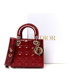 Patent Cannage Small My ABCDior Lady Dior Cherry Red