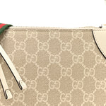 GG Supreme Monogram Textured Calfskin Small Emblem Shoulder Bag Beige Mystic White