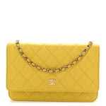 Caviar Quilted Wallet on Chain WOC Yellow