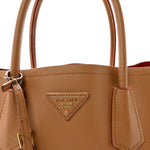 Saffiano Cuir Medium Double Handle Bag Caramel Fuoco