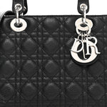 Grained Calfskin Cannage Medium Lady Dior Black