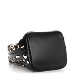 Calfskin Laser Cut Bucket Bag Black White
