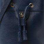 Soft Textured Calfskin Web Small Ophidia Bucket Bag Blue Agata