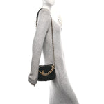 Velvet Camellia Embossed Barrel Clutch With Chain  Black