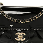 Patent Calfskin Quilted Mini Flap Black