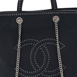 Calfskin Large Coco Eyelets Shopping Tote Navy