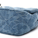 Denim Quilted Camellia Sweetheart Mini Flap Blue