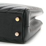 Grain De Poudre Matelasse Chevron Monogram Shopping Bag Black