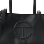 Vegan Leather Small Shopping Bag Black
